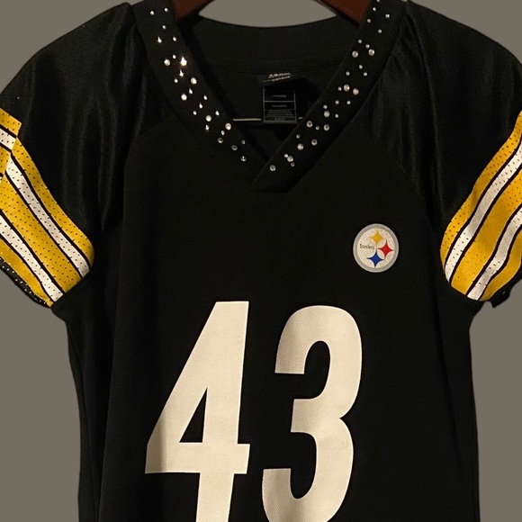 RARE NLF Team Apparel/Reebok Studded Steelers Polamlu Jersey w/ flutter shoulder - Picture 3 of 5